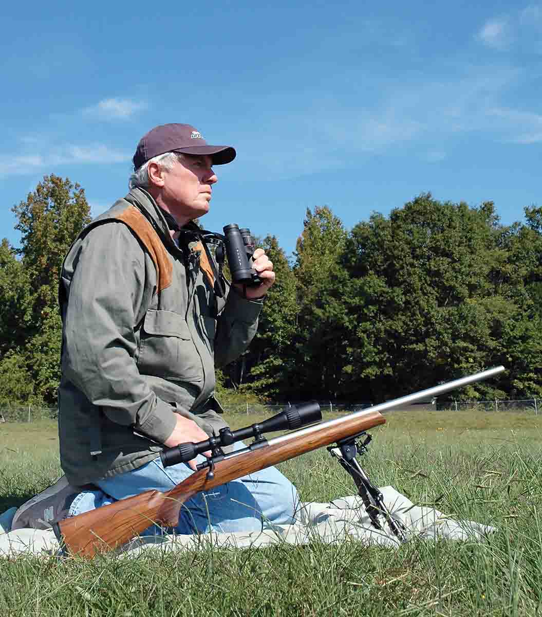 Layne in the field with his superbly accurate Cooper Model 21 with a Shilen Select Match barrel in 17 Remington.